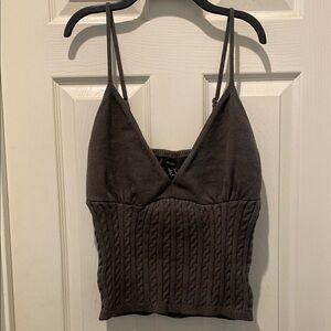 Gray/Olive Cable Knit Women's Top